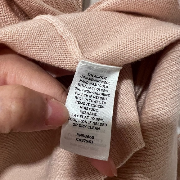 NORDSTROM Wool Blend Long Slim Open Cardigan Salmon Knit Sweater Sz S - Picture 4 of 4
